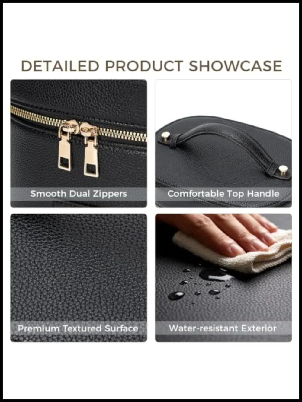 Leather Makeup Bag Cosmetic Organizer Travel Toiletry Case with Removable